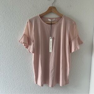 MUSTARD SEED Women’s Shirt lightweight Top Pink Short Sleeve Shirt Size Small